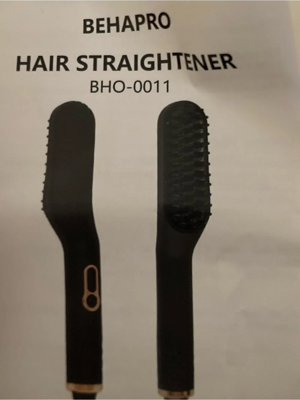 Black Hair Straightener Brush with Heat Protectant